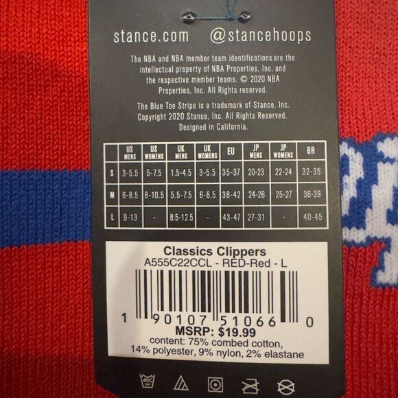 STANCE MEN’S L.A. HARDWOOD CLASSIC STRIPES CREW SOCKS LARGE - Picture 3 of 4